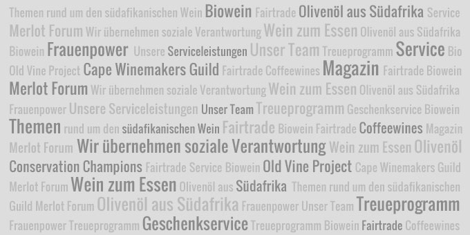 Auflistung von Themen rund um südafrikanischen Wein - Angebote, Informationen, Neuigkeiten, Empfehlungen