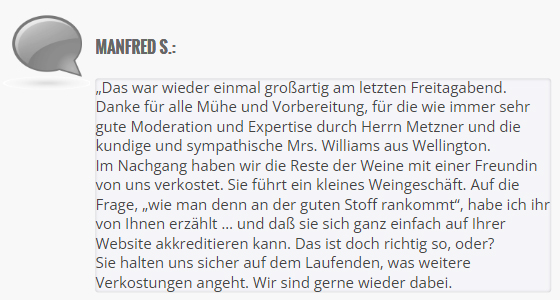 Kunden Kommentar zur Online Weinverkostung