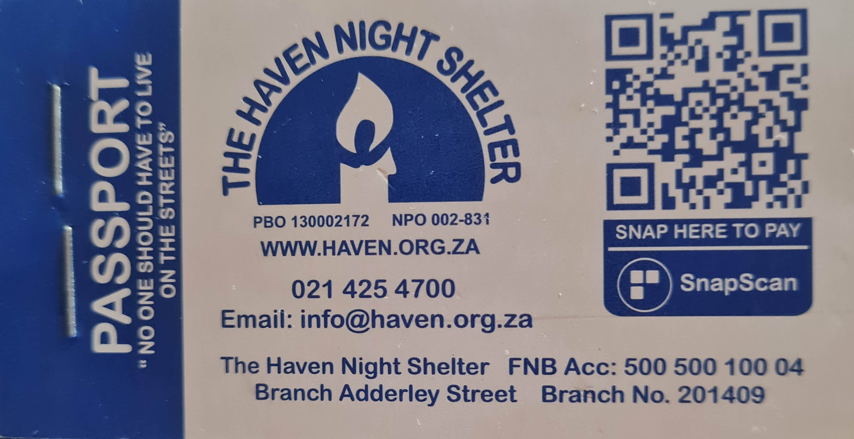 Voucher - The Haven Night Shelter, Kapstadt (5er Pack)